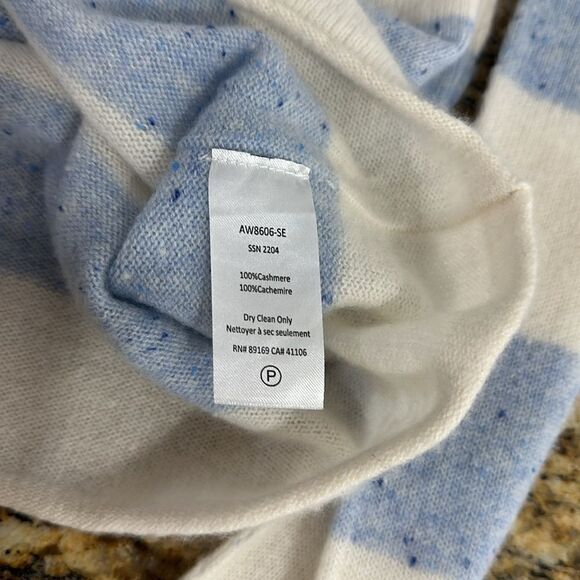 ATM Anthony Thomas Melillo Striped Cashmere Sweater In Periwinkle Combo Size L - Picture 7 of 10
